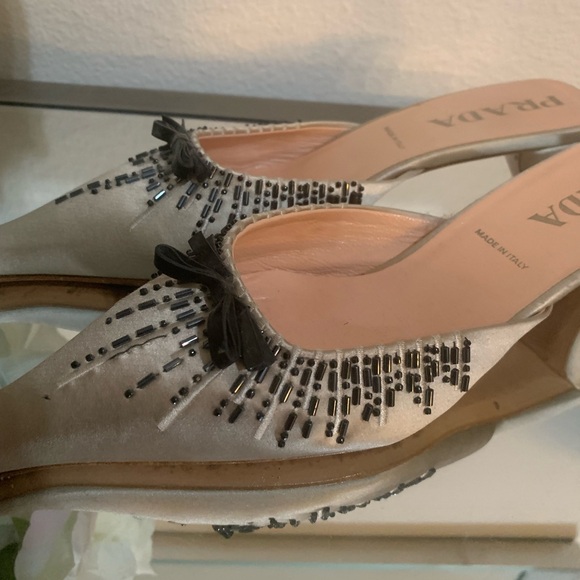 Prada Cream Beaded Mules - Picture 3 of 6